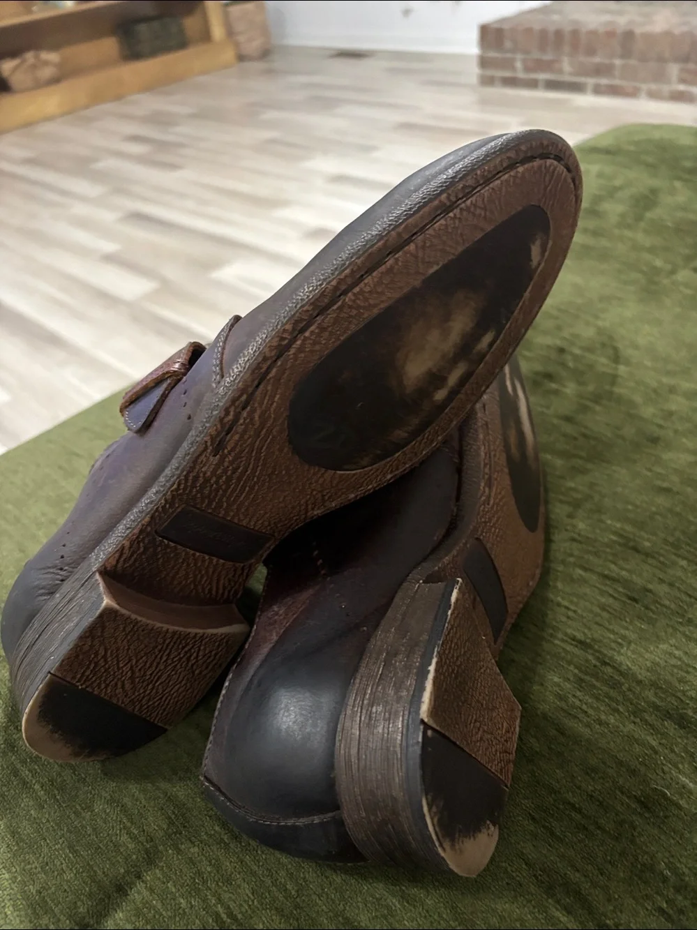Robert Wayne Dark Brown Leather Single Monk Strap Shoes Size 10.5